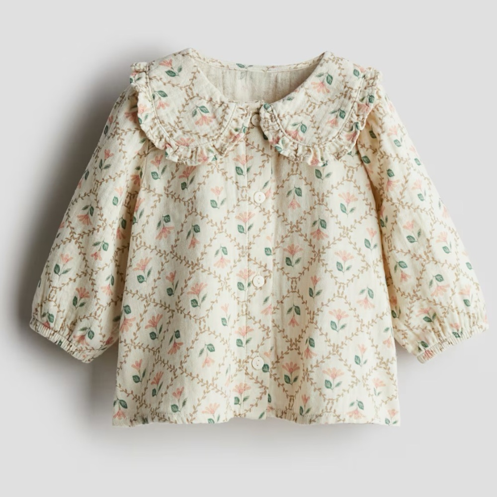 Muslin Blouse with Ruffle Collar NWOT